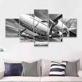 Vintage Aircraft 5 Piece Canvas Prints Wall Art Decor - Painting Canvas, Multi Panels
