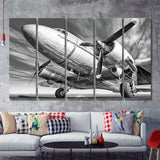 Vintage Aircraft 5 Piece B Canvas Prints Wall Art Decor - Painting Canvas, Multi Panels