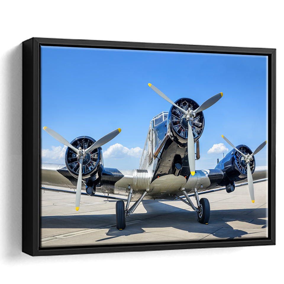 Vintage Airplane Wall Mural Aerobatic Framed Canvas Prints Wall Art Decor - Painting Canvas, Black Framed Picture