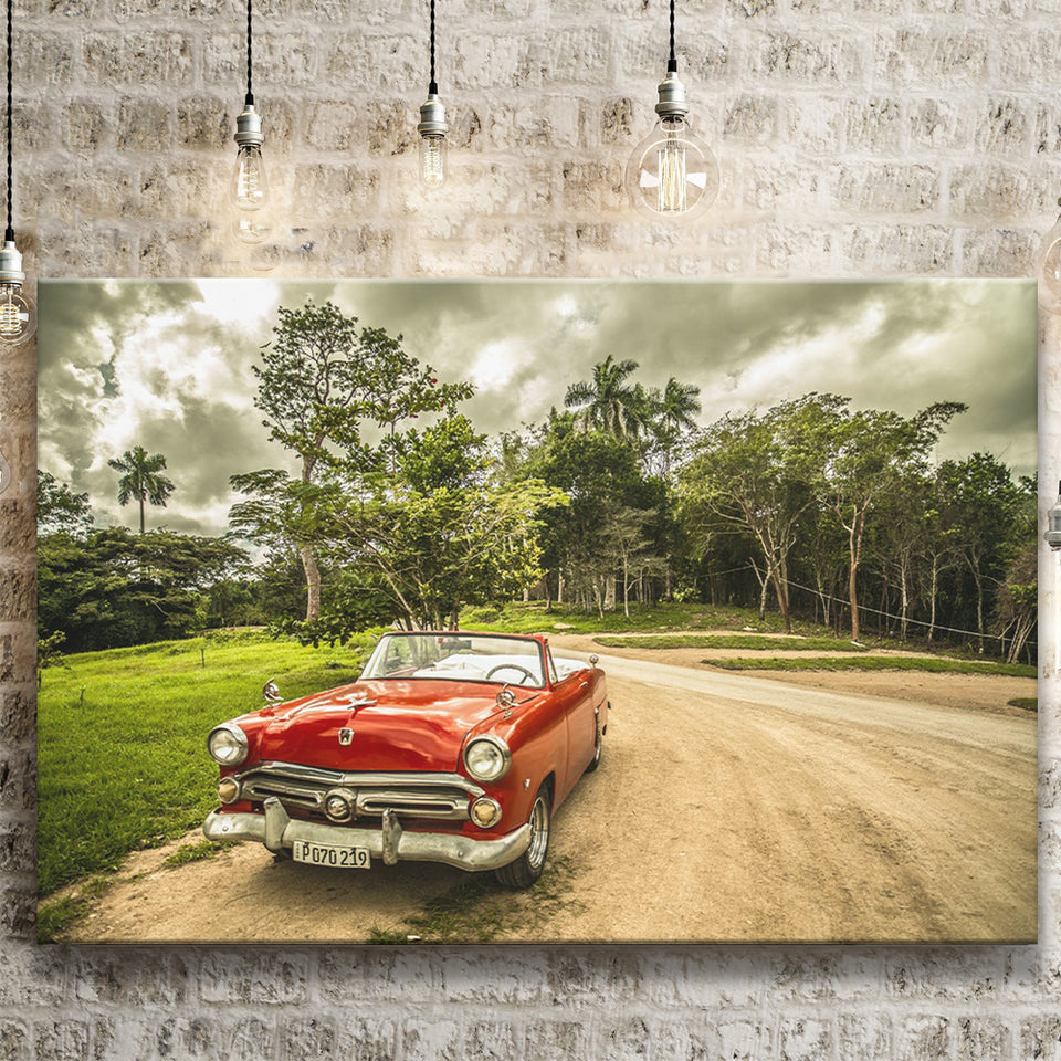 Vintage American Car in Cuba, Cuba Canvas Prints Wall Art Home Decor - Painting Canvas, Ready to hang