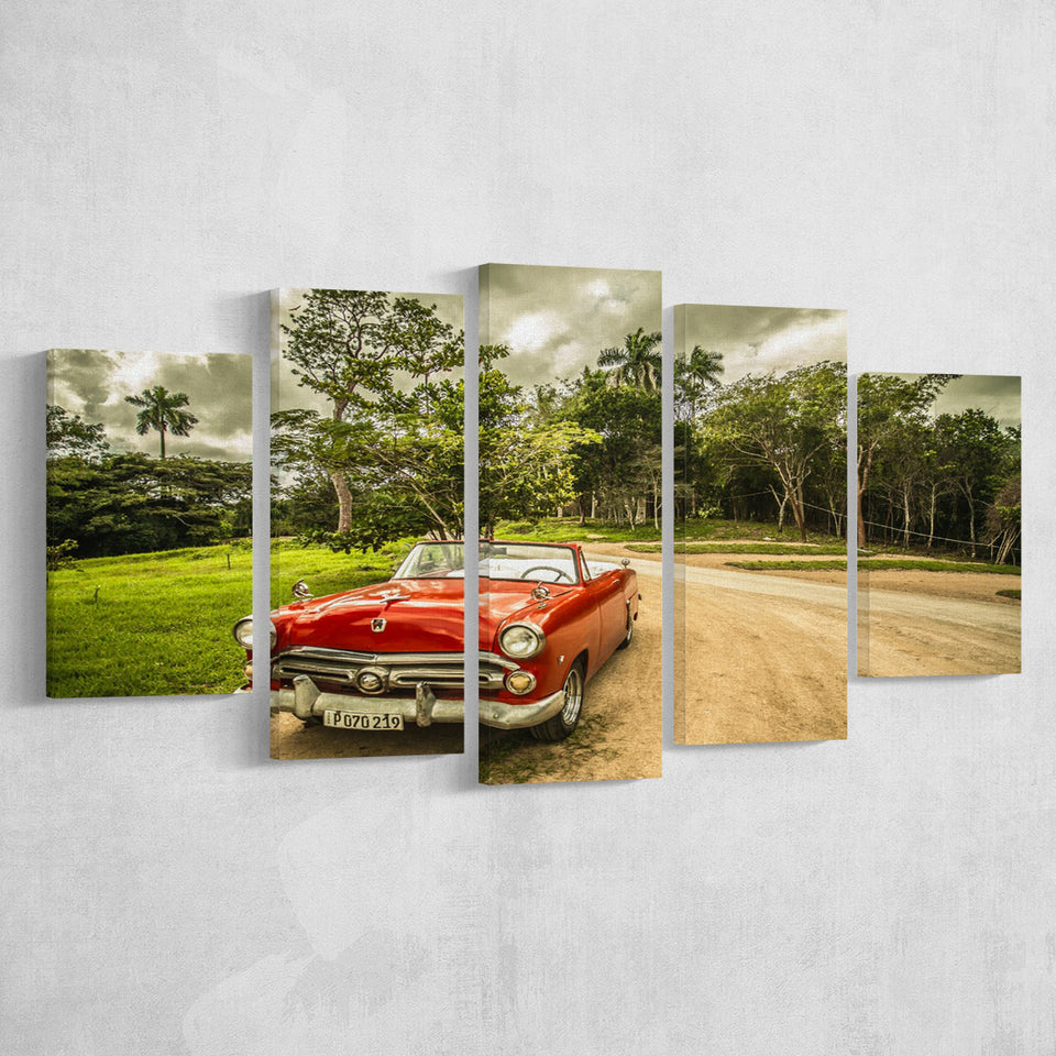 Vintage American Car in Cuba, Cuba Multi Panels,Canvas Prints Wall Art Home Decor