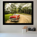 Vintage American Car in Cuba, Cuba Framed Art Prints Wall Art Decor,Black Frame, Ready to hang
