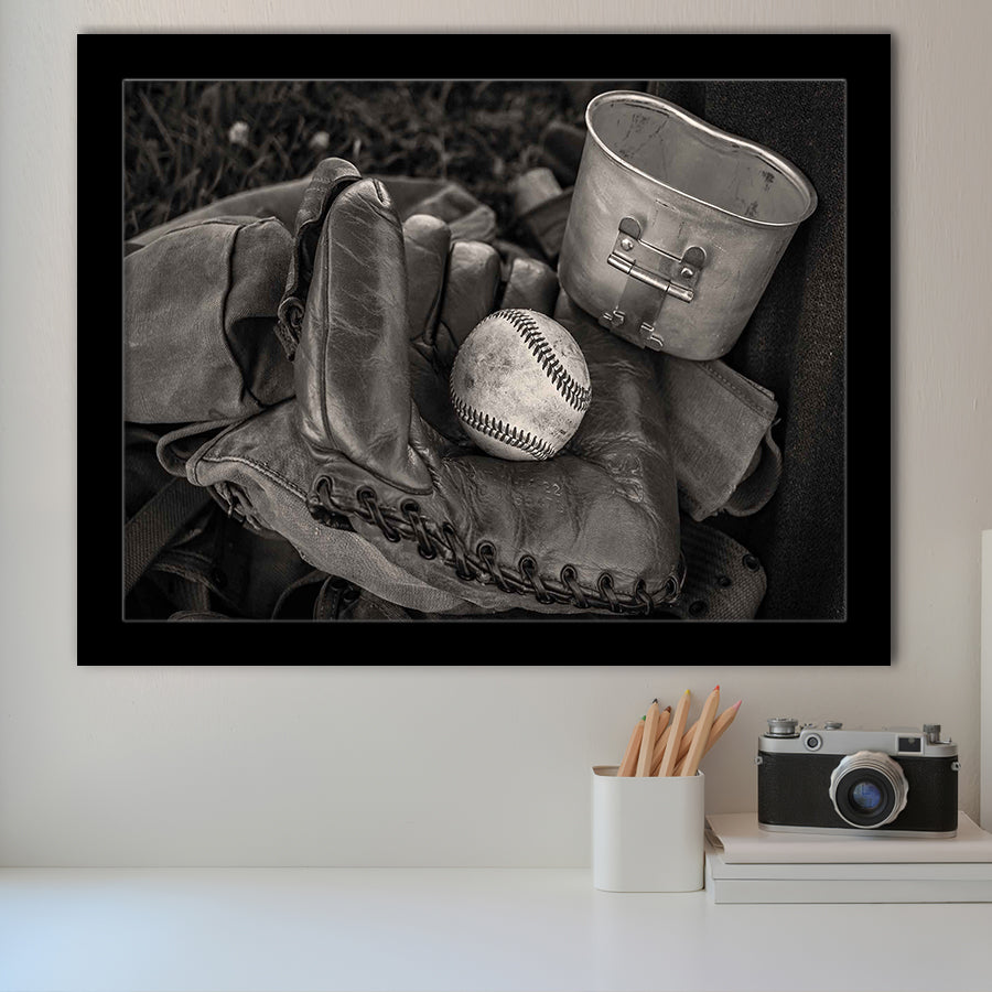 Vintage Baseball, Baseball Framed Art Prints Wall Art Decor,Black Frame, Ready to hang