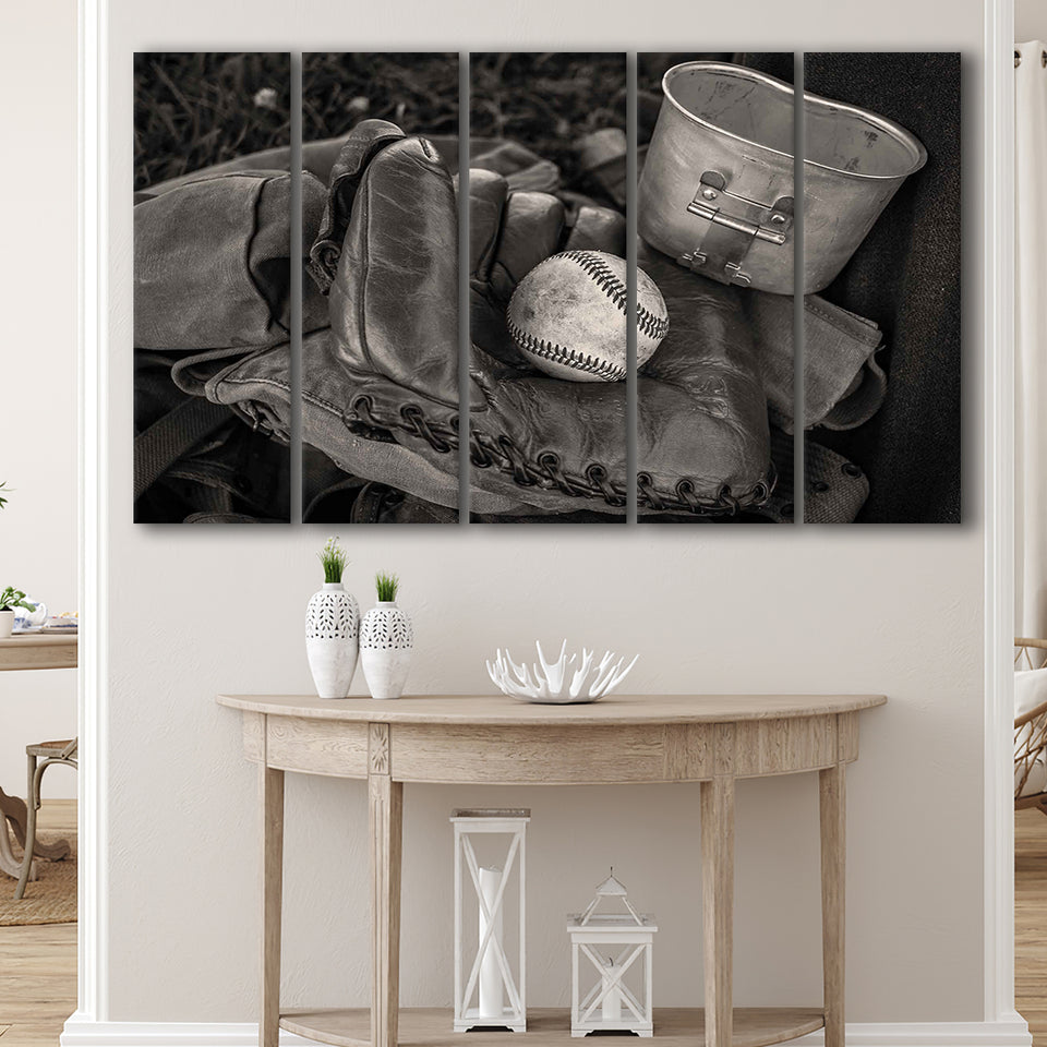 Vintage Baseball, Baseball 5 Panels B,Large Canvas,Canvas Prints Wall Art Home Decor