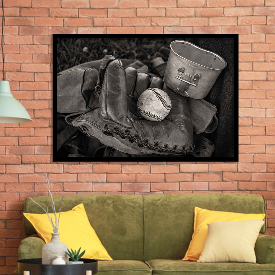 Vintage Baseball, Baseball Framed Art Prints Wall Art Decor,Black Frame, Ready to hang