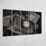 Vintage Baseball, Baseball 5 Panels B,Large Canvas,Canvas Prints Wall Art Home Decor
