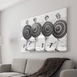 Vintage Beach Umbrella Girls Black And White Print, Bathing Beauty Flapper Girls Canvas Prints Wall Art Home Decor