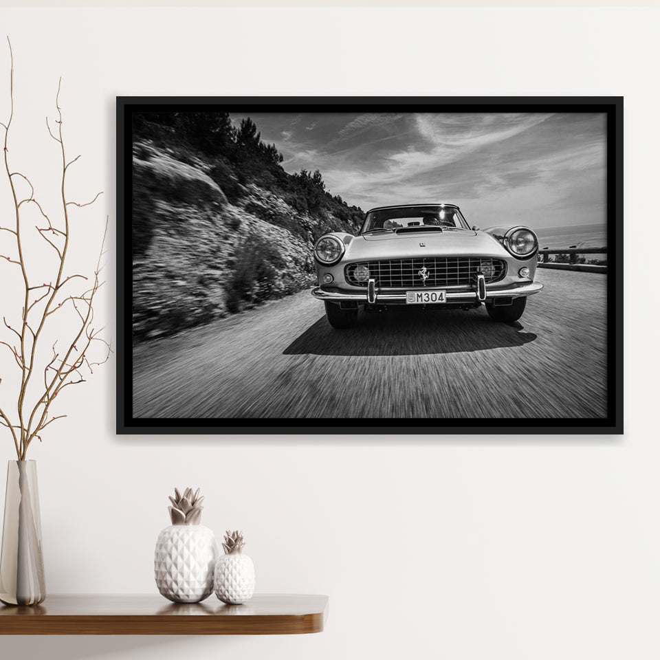 Vintage Car Wall Art In Black And White Framed Canvas Prints Wall Art - Painting Canvas,Framed Picture,Home Art Wall Decor