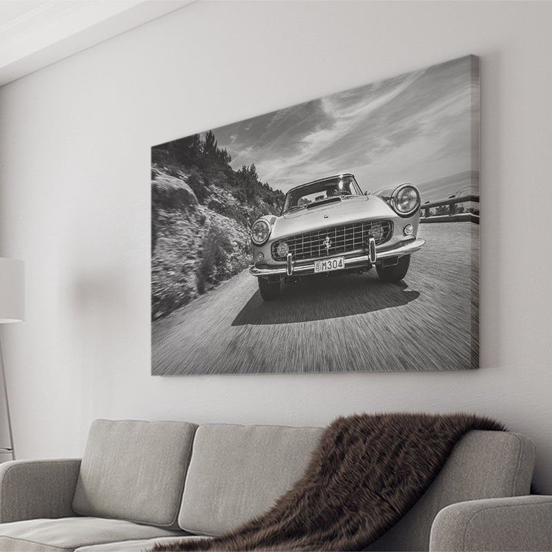 Vintage Car Wall Art In Black And White Canvas Prints Wall Art - Painting Canvas,Wall Decor,Art Print,Home Decor