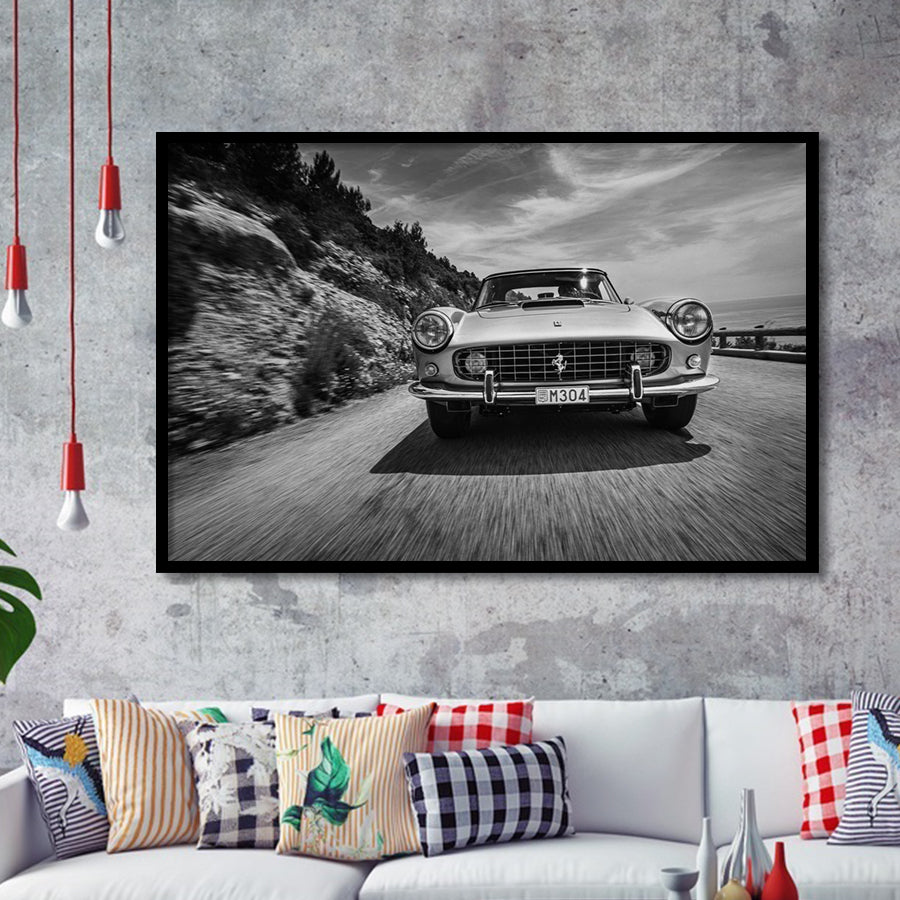 Vintage Car Wall Art In Black And White Framed Art Print Wall Decor - Painting Art, Framed Picture, Home Decor