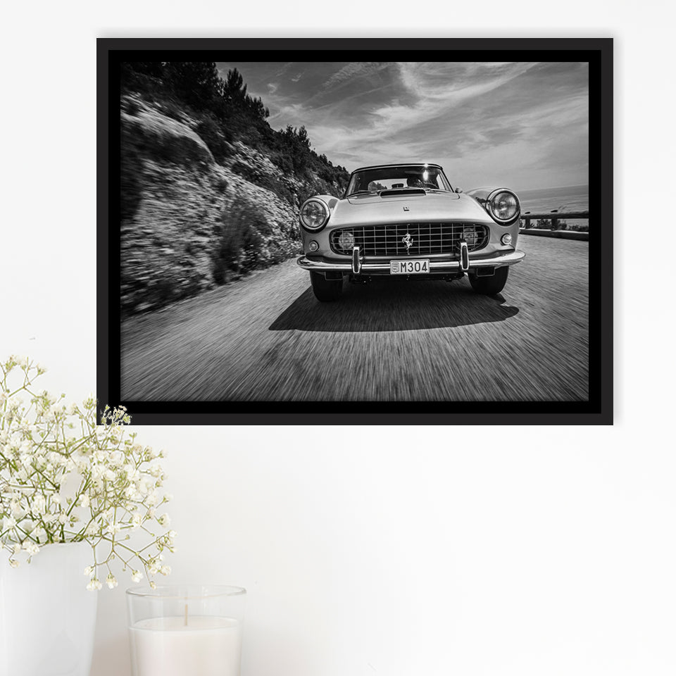 Vintage Car Wall Art In Black And White Framed Canvas Prints Wall Art - Painting Canvas,Framed Picture,Home Art Wall Decor