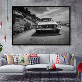 Vintage Car Wall Art In Black And White Framed Canvas Prints Wall Art - Painting Canvas,Framed Picture,Home Art Wall Decor