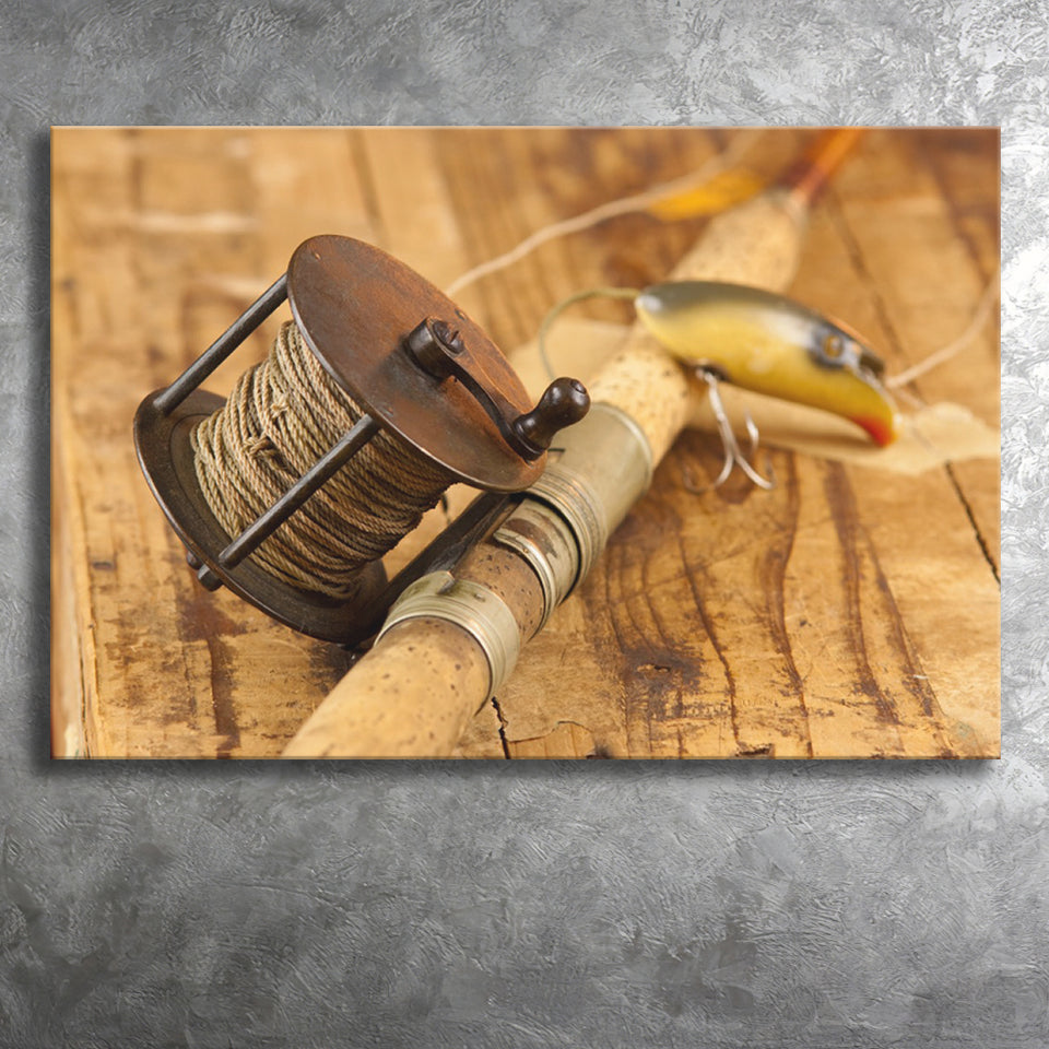 antique fishing lure prints Vintage Fishing Decor Black White Canvas Prints Wall Art