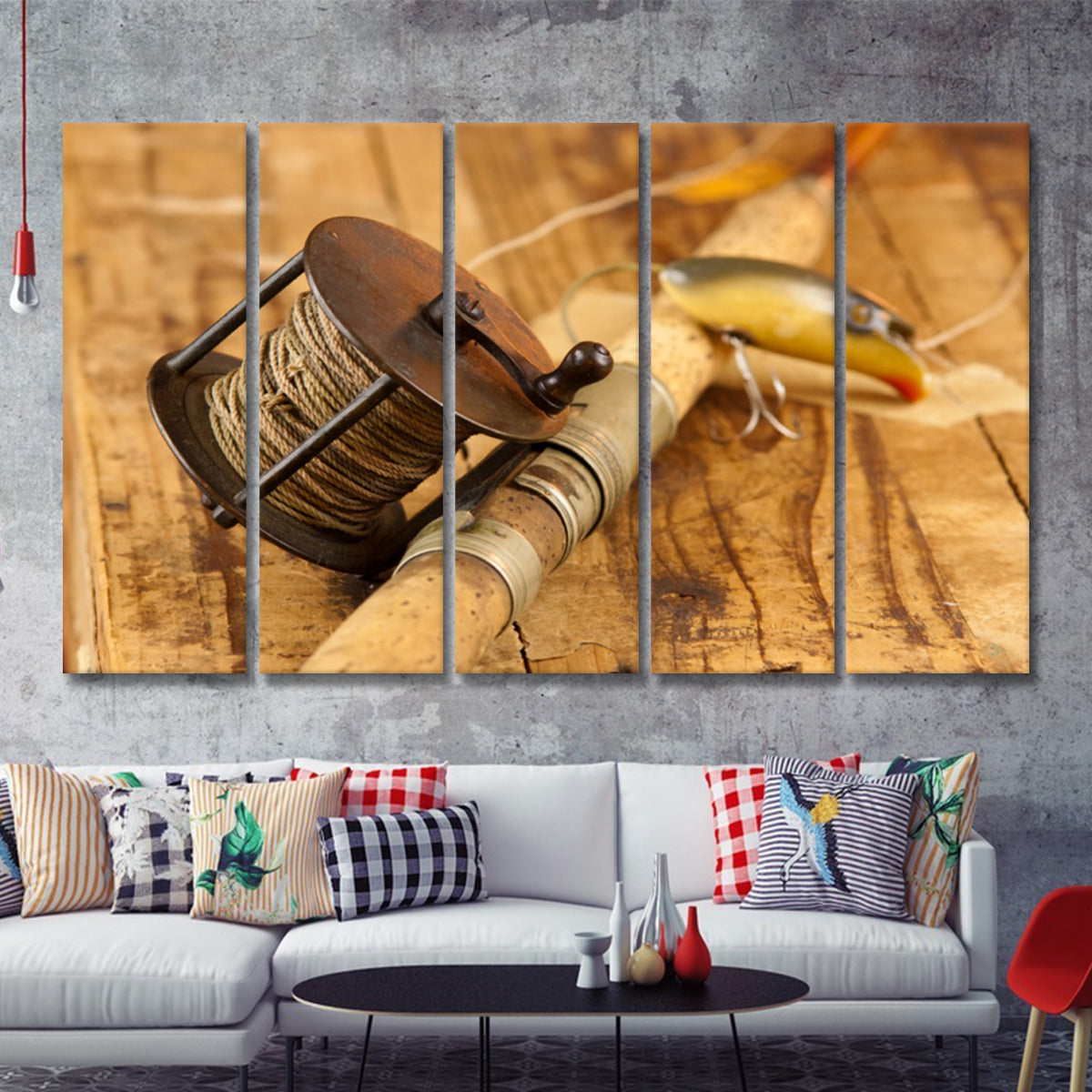 Vintage Fishing Decor Black White Piece Canvas Prints Wall Art