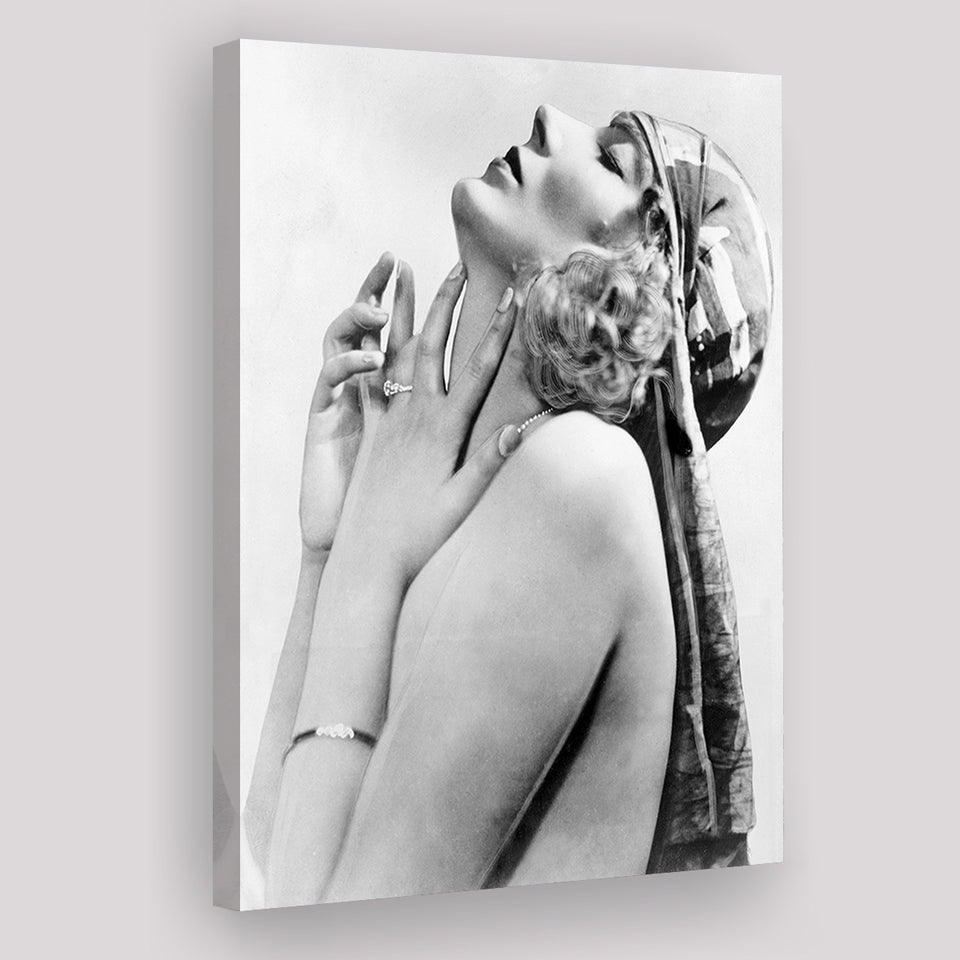 Vintage Flapper Girl Black And White Print, Classic Beauty Canvas Prints Wall Art Home Decor
