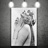 Vintage Flapper Girl Black And White Print, Classic Beauty Canvas Prints Wall Art Home Decor