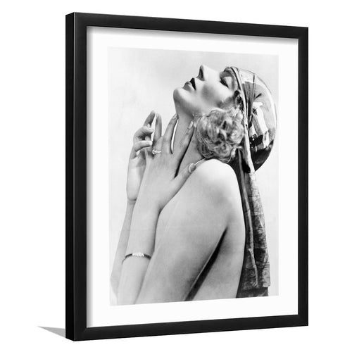 Vintage Flapper Girl Black And White Print, Classic Beauty Framed Art Prints Wall Art Decor, White Border
