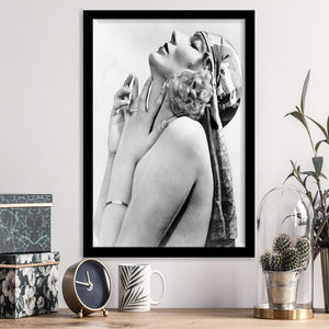 Vintage Flapper Girl Black And White Print, Classic Beauty Framed Art Print Wall Art Decor,Framed Picture