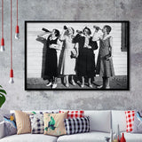 Vintage Flapper Girls Drinking Black And White Print, Roaring Twenties Vintage Style Framed Art Prints, Wall Art,Home Decor