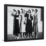 Vintage Flapper Girls Drinking Black And White Print, Roaring Twenties Vintage Style Framed Art Prints, Wall Art,Home Decor