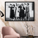 Vintage Flapper Girls Drinking Black And White Print, Roaring Twenties Vintage Style Framed Canvas Prints Wall Art Home Decor