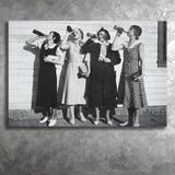 Vintage Flapper Girls Drinking Black And White Print, Roaring Twenties Vintage Style Canvas Prints Wall Art Home Decor
