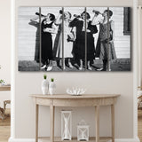 Vintage Flapper Girls Drinking Black And White Print, Vintage Style Larger Canvas Art, 5 Piece Canvas Prints Wall Art Decor