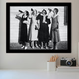 Vintage Flapper Girls Drinking Black And White Print, Roaring Twenties Vintage Style Framed Art Prints, Wall Art,Home Decor
