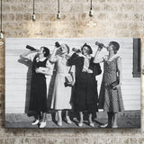 Vintage Flapper Girls Drinking Black And White Print, Roaring Twenties Vintage Style Canvas Prints Wall Art Home Decor