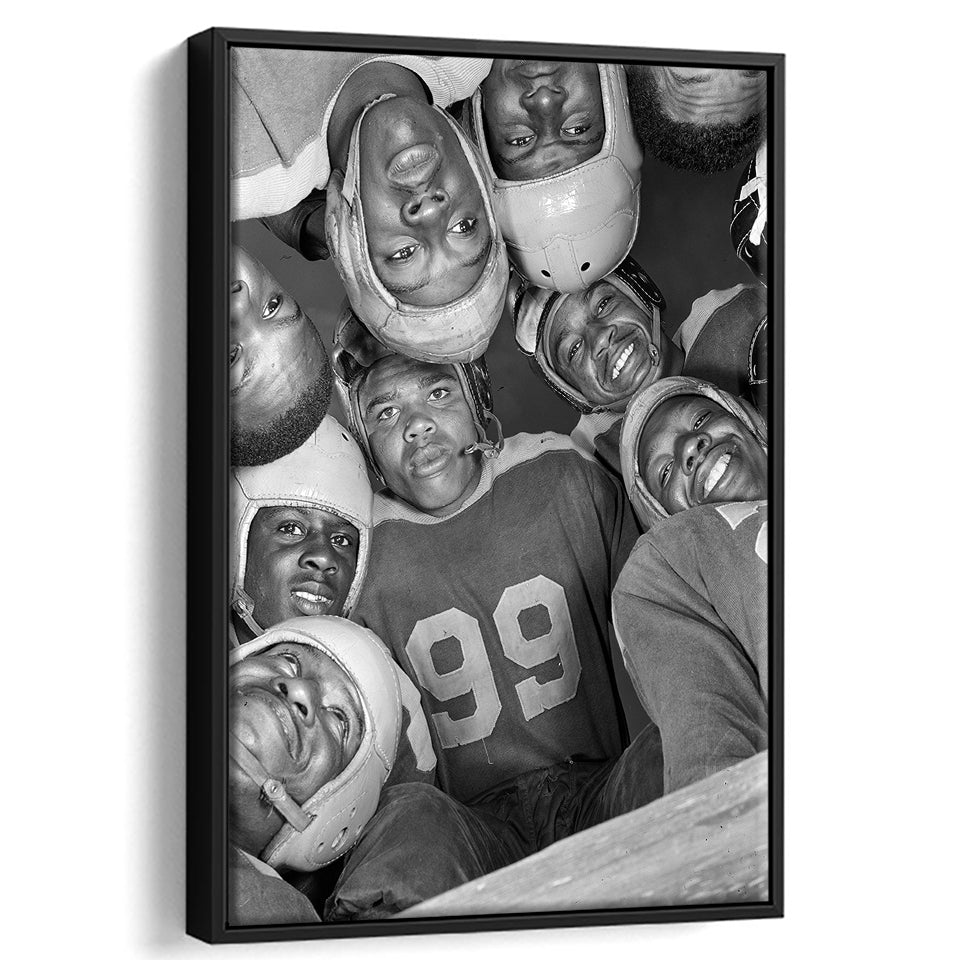 Vintage Football Black And White Print, Hbcu College Football Framed Canvas Prints Wall Art Home Decor, Floating Frame