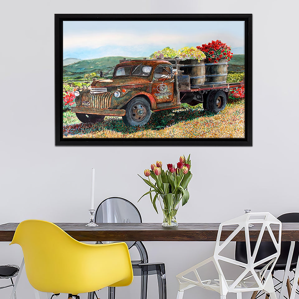 Vintage Harvest Canvas Print Classic Trucks Canvas Wall Art - Framed Art, Framed Canvas, Painting Canvas