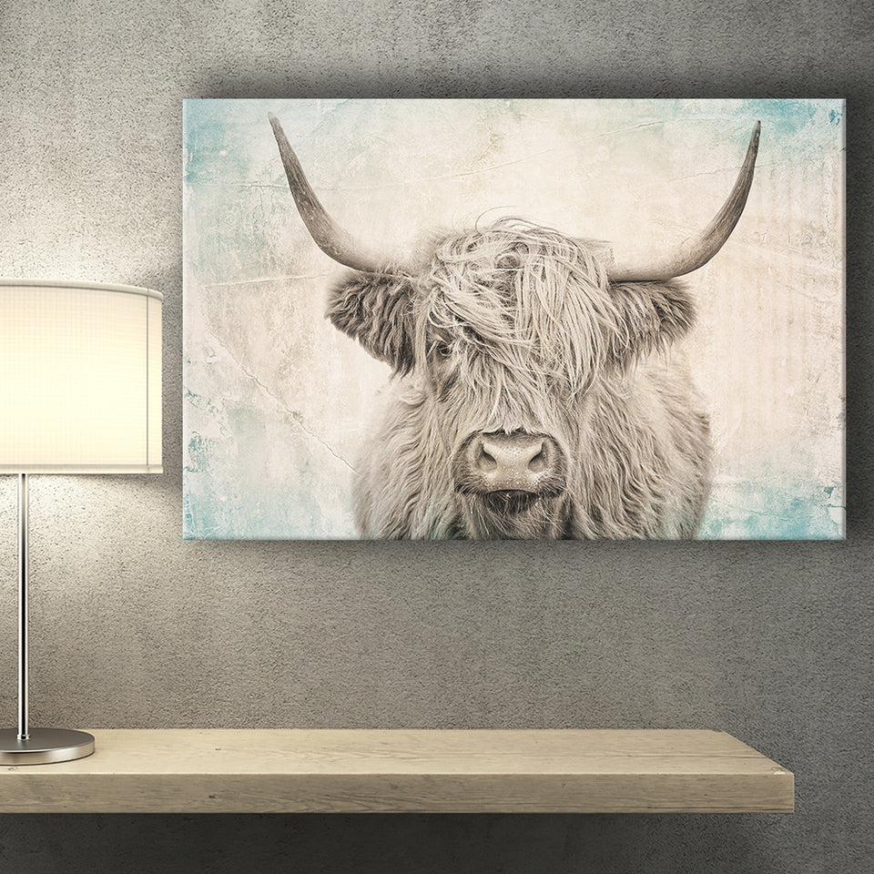 Vintage Highland Cow Canvas Prints Wall Art - Painting Canvas,Wall Decor,Art Print,Home Decor