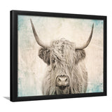 Vintage Highland Cow Framed Art Print Wall Decor - Painting Art, Framed Picture, Home Decor