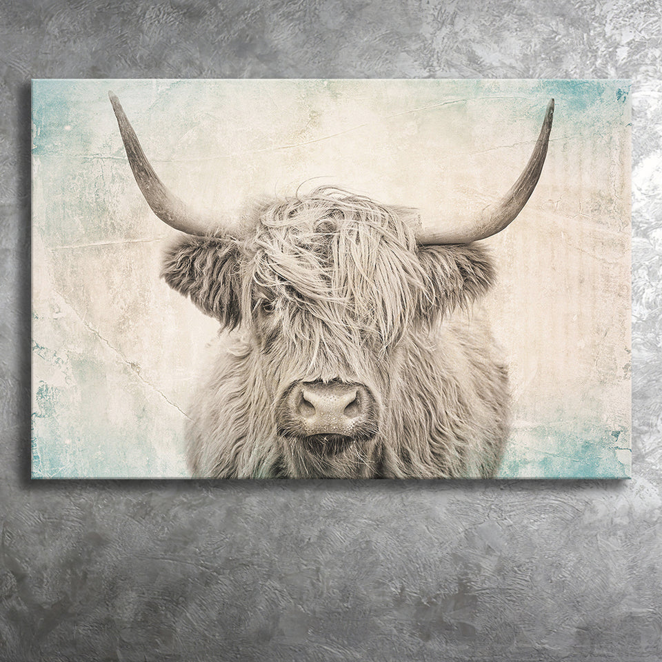 Vintage Highland Cow Canvas Prints Wall Art - Painting Canvas,Wall Decor,Art Print,Home Decor