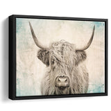Vintage Highland Cow Framed Canvas Prints Wall Art - Painting Canvas,Framed Picture,Home Art Wall Decor