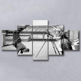 Vintage Hollywood Handstand Black And White Print, 1920'S Wall Art 5 Panels, Canvas Prints Wall Art Decor, Large Canvas Art