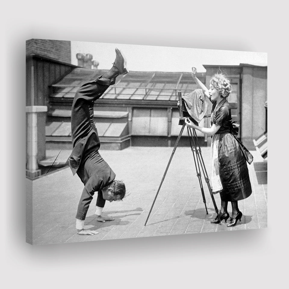 Vintage Hollywood Handstand Black And White Print, 1920'S Wall Art Canvas Prints Wall Art Home Decor
