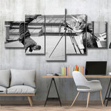 Vintage Hollywood Handstand Black And White Print, 1920'S Wall Art 5 Panels, Canvas Prints Wall Art Decor, Large Canvas Art
