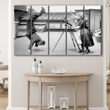 Vintage Hollywood Handstand Black And White Print, 1920'S Wall Art Larger Canvas Art, 5 Piece Canvas Prints Wall Art Decor
