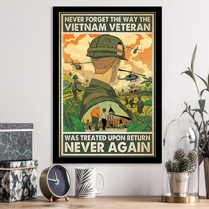Never Forget The Way The Vietnam Veteran Was Treated Upon Return Never Again Framed Framed Art Prints Wall Decor - Painting Prints, Veteran Gift