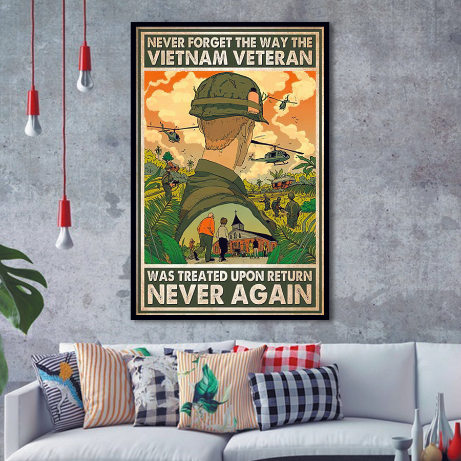 Never Forget The Way The Vietnam Veteran Was Treated Upon Return Never Again Framed Framed Art Prints Wall Decor - Painting Prints, Veteran Gift