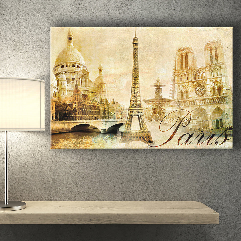 Vintage Paris Canvas Prints Wall Art Decor - Painting Canvas,Home Decor, Ready to Hang