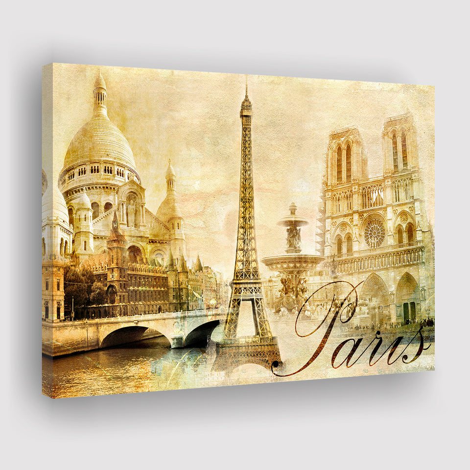 Vintage Paris Canvas Prints Wall Art Decor - Painting Canvas,Home Decor, Ready to Hang