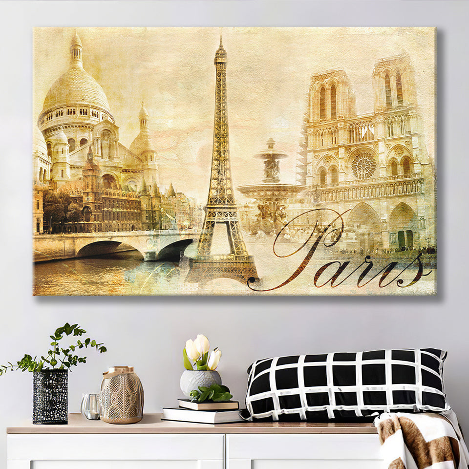 Vintage Paris Canvas Prints Wall Art Decor - Painting Canvas,Home Decor, Ready to Hang
