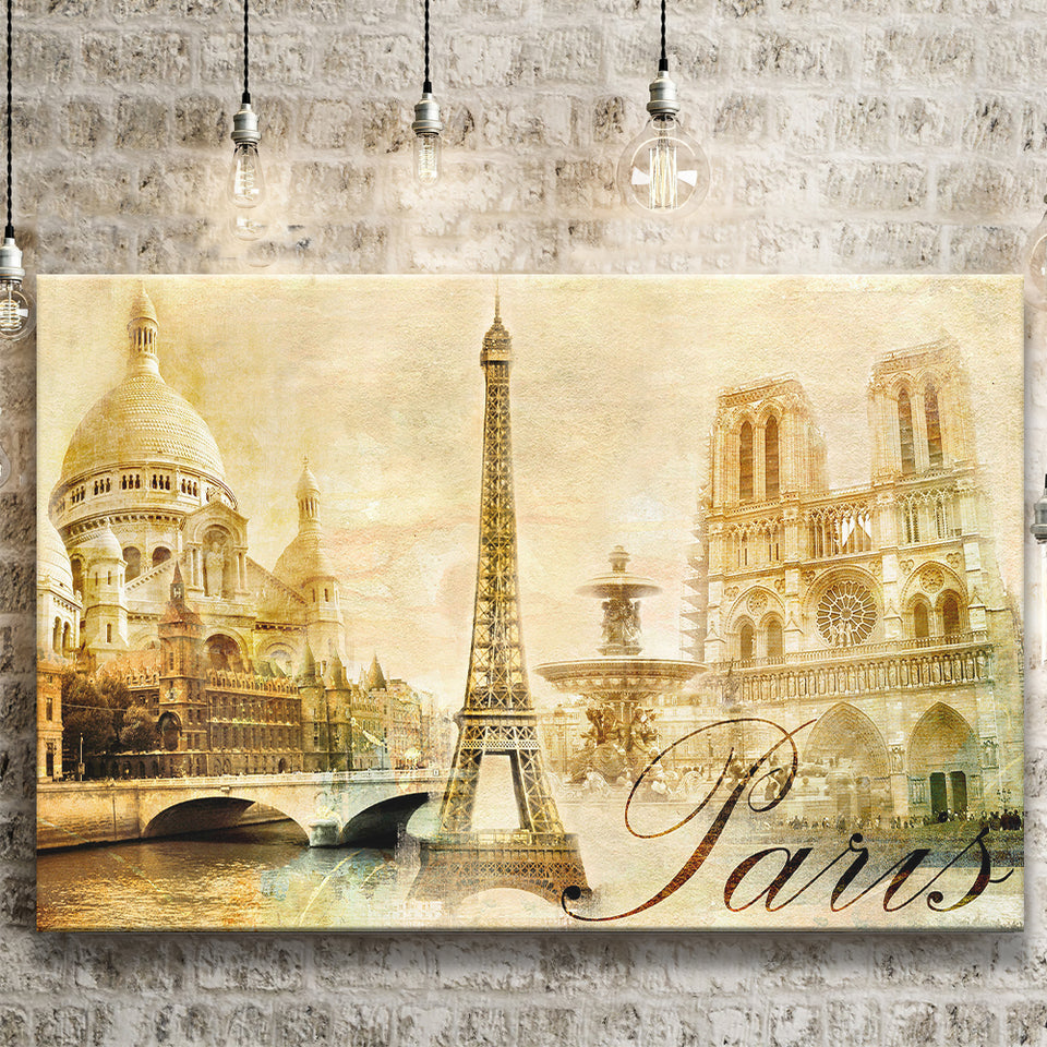 Vintage Paris Canvas Prints Wall Art Decor - Painting Canvas,Home Decor, Ready to Hang