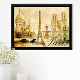 Vintage Paris Framed Canvas Prints Wall Art Decor, Framed Picture, Floating Frame