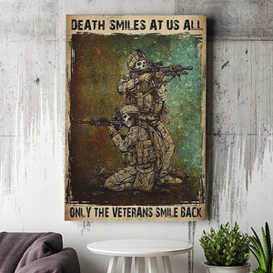 Skeleton Soldiers With Rifles Death Smiles At Us All Only The Veterans Smile Back Framed Canvas Prints Wall Art - Painting Canvas