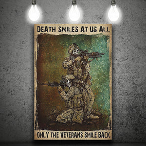 Skeleton Soldiers With Rifles Death Smiles At Us All Only The Veterans Smile Back Framed Canvas Prints Wall Art - Painting Canvas