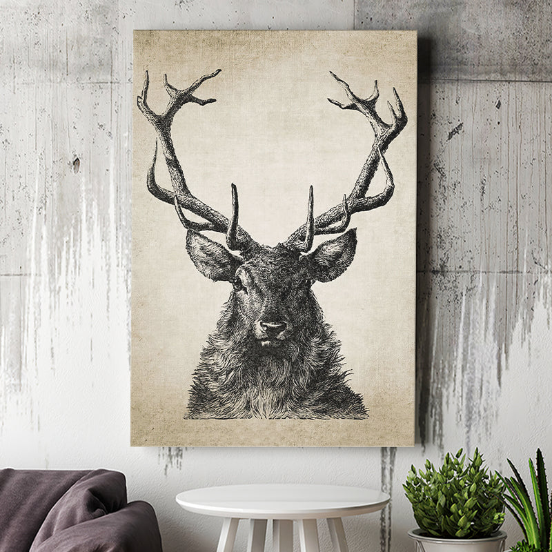 Vintage Stag Print Hunting Decor Canvas Prints Wall Art - Painting Can –  UnixCanvas