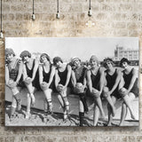 Vintage Swimsuit Girls Black And White Print, Flapper Girls Canvas Prints Wall Art Home Decor